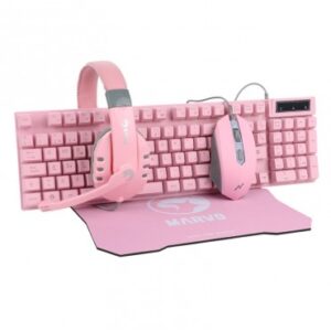 Teclado+mouse, headphone, pad mouse cm370 pink marvo